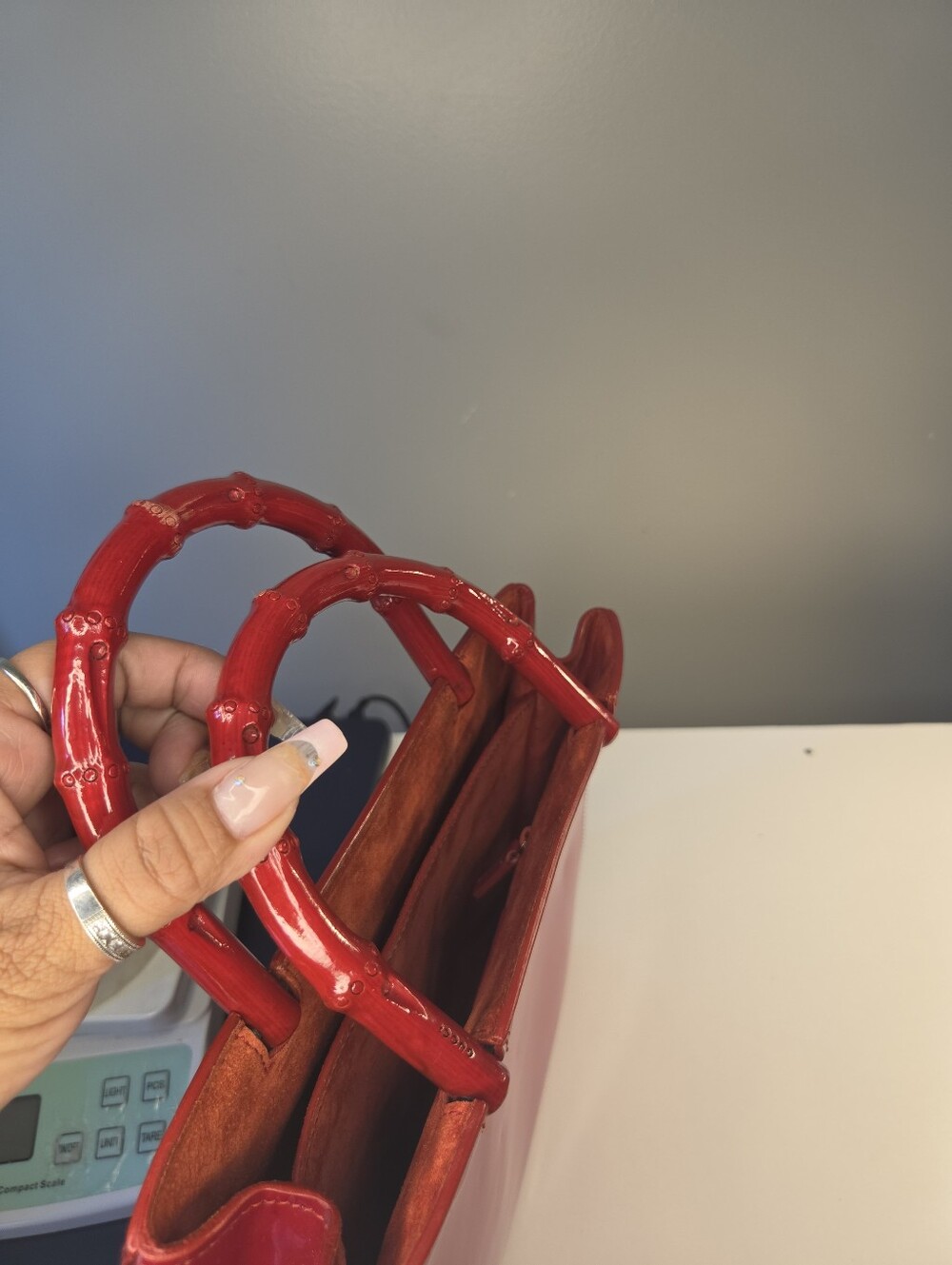 Gucci Glossy Red Patent Bamboo-Handle Satchel AUTHENTIC READ - Picture 10 of 13